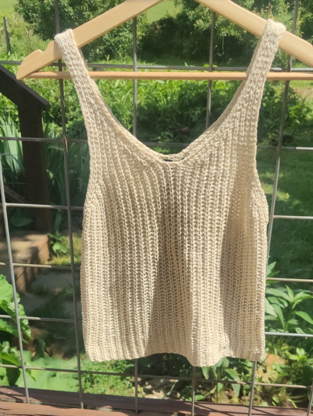 Crochet Knitted Tank Top Cream Beach Summer
